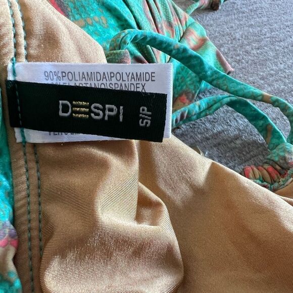 Despi Brazillian Reptilian Print Bandeau top with side tie bikini bottoms Sz S - Picture 5 of 5